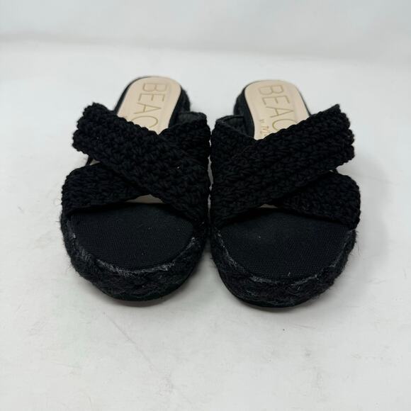 Beach By Matisse Kalani Natural Raffia Flatform Sandals Black Slip-On Size 9 - Picture 2 of 12